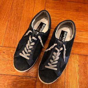Navy suede golden goose superstars